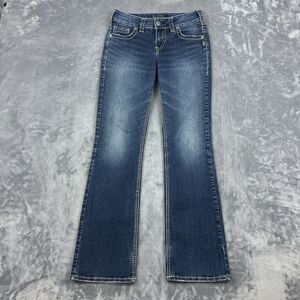 Silver Jeans Womens Sz 27/31 Actual 26/29 Suki Mid Rise Slim Boot Cut Dark Blue